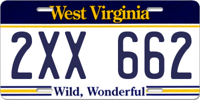 WV license plate 2XX662