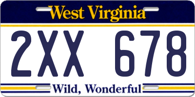 WV license plate 2XX678