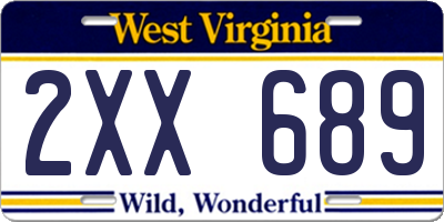 WV license plate 2XX689