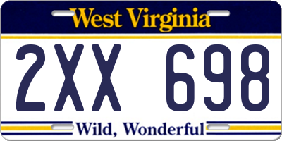 WV license plate 2XX698