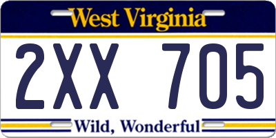 WV license plate 2XX705