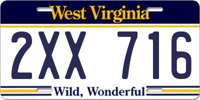 WV license plate 2XX716