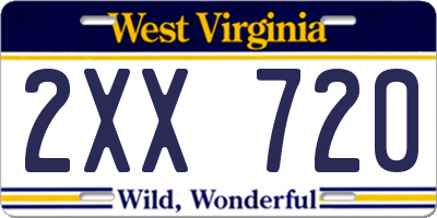 WV license plate 2XX720