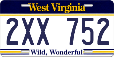 WV license plate 2XX752