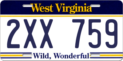 WV license plate 2XX759