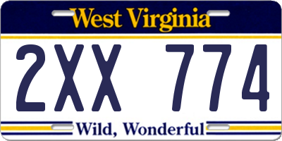 WV license plate 2XX774