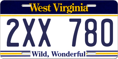 WV license plate 2XX780