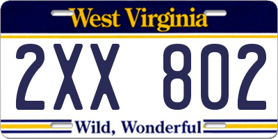 WV license plate 2XX802