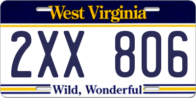 WV license plate 2XX806