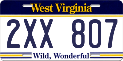 WV license plate 2XX807