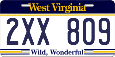 WV license plate 2XX809