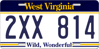 WV license plate 2XX814