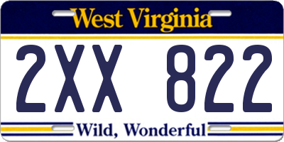 WV license plate 2XX822