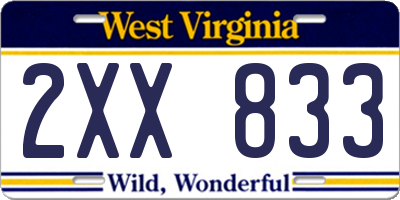 WV license plate 2XX833