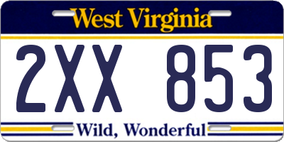 WV license plate 2XX853