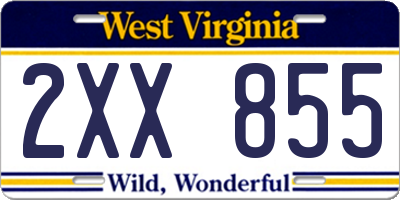 WV license plate 2XX855