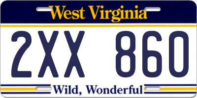 WV license plate 2XX860