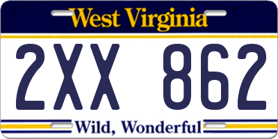 WV license plate 2XX862
