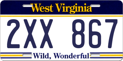 WV license plate 2XX867