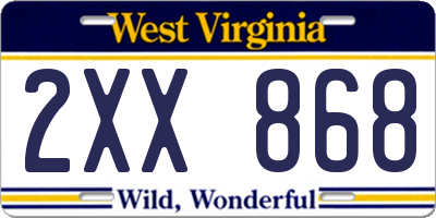 WV license plate 2XX868