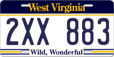 WV license plate 2XX883