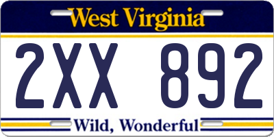 WV license plate 2XX892