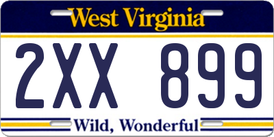 WV license plate 2XX899