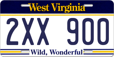 WV license plate 2XX900