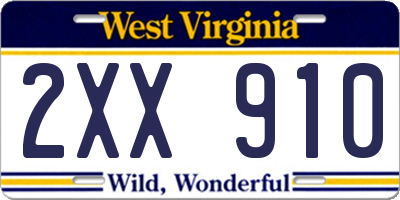 WV license plate 2XX910