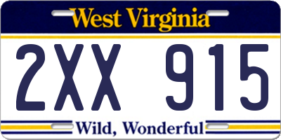 WV license plate 2XX915