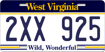 WV license plate 2XX925