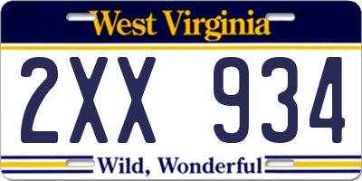 WV license plate 2XX934
