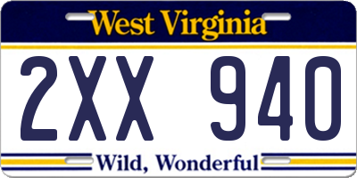 WV license plate 2XX940