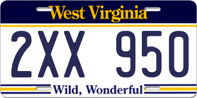 WV license plate 2XX950