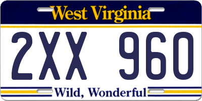 WV license plate 2XX960
