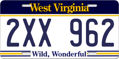 WV license plate 2XX962