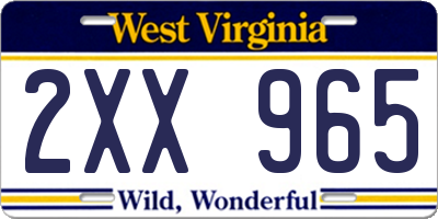 WV license plate 2XX965