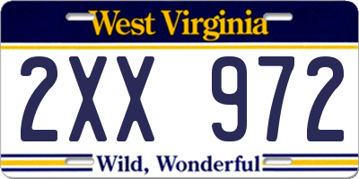 WV license plate 2XX972