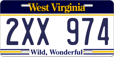 WV license plate 2XX974