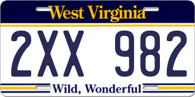 WV license plate 2XX982