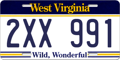 WV license plate 2XX991