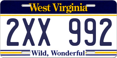 WV license plate 2XX992