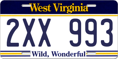 WV license plate 2XX993
