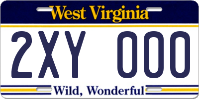 WV license plate 2XY000
