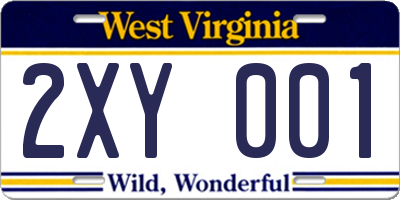 WV license plate 2XY001