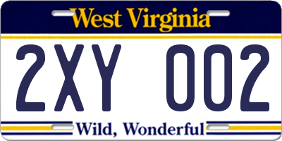 WV license plate 2XY002
