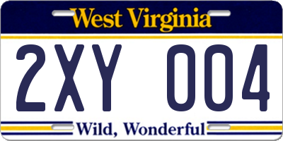WV license plate 2XY004