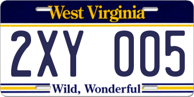 WV license plate 2XY005