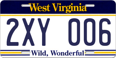 WV license plate 2XY006