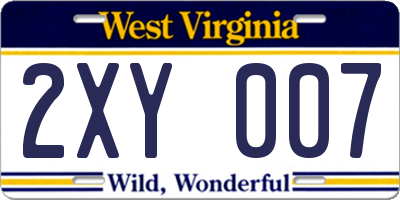 WV license plate 2XY007